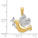 14k and White Rhodium Dove with Olive Brance Pendant - Image 4