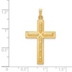 14k Polished and Satin with Dots Cross Pendant - Image 4