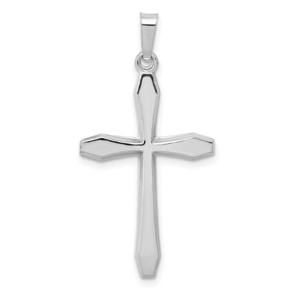 14k White Gold Polished Cross Pendant