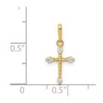 14k Polished Beaded CZ Cross Charm - Image 4