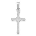 14k White Gold Polished Center Flower Cross Pendant - Image 3