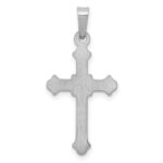 14k White Gold Polished Fleur de Lis Cross Pendant - Image 3