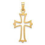 14k Polished Cut-out Fleur de Lis Cross Pendant - Image 3