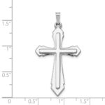 14k White Gold Polished and Satin Cross Pendant - Image 4
