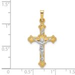 14k Two-tone Polished INRI Crucifix Pendant - Image 4