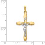 14k Two-tone Polished INRI Crucifix Pendant - Image 4