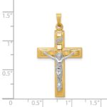 14k Two-tone Polished INRI Crucifix Pendant - Image 4