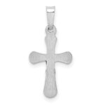 14k White Gold Polished INRI Rounded Crucifix Pendant - Image 4