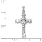 14k White Gold Polished INRI Crucifix Pendant - Image 4