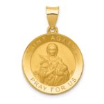 14K Polished and Satin Hollow St. Agatha Medal Pendant