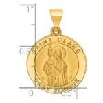 14K Polished and Satin St. Clare Hollow Medal Pendant - Image 4