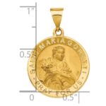 14K Polished and Satin Hollow St. Maria Goretti Medal Round Pendant - Image 3