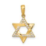 14k Polished CZ Star of David Pendant
