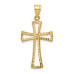 14K Cut-out Diamond-cut Cross Pendant