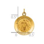 14k Polished and Satin Solid Small St. Florian Medal Round Pendant - Image 3