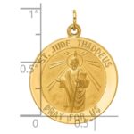 14k Polished and Satin Solid St. Jude Thaddeus Medal Round Pendant - Image 3