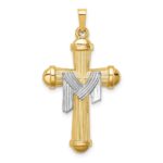 14k Two-tone Hollow Polished Draped Cross