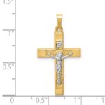 14k Two-tone Hollow Polished Textured Latin Crucifix - Image 4