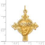 14k Hollow Polished and Satin Medium Jesus Medal Cross Pendant - Image 4
