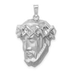 14k White Gold Hollow Polished and Satin Large Jesus Medal