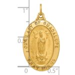 14k Polished and Satin Solid Our Lady of Guadalupe Medal Oval Pendant - Image 4
