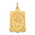 14k Polished and Satin Solid Miraculous Medal Rectangular Pendant - Image 3