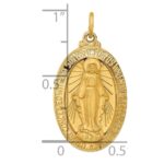14k Polished and Satin Solid Medium Miraculous Medal Oval Pendant - Image 4