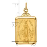 14k Polished and Satin Solid Miraculous Medal Rectangular Pendant - Image 3