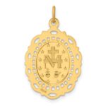 14k Polished and Satin Solid Miraculous Medal Scalloped Edge Oval Pendant - Image 3