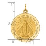 14k Polished and Satin Solid Medium Miraculous Medal Round Pendant - Image 3
