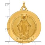 14k Polished and Satin Solid Extra Large Spanish Milagrosa Medal Round Pendant - Image 4