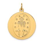 14k Polished and Satin Solid Miraculous Medal Round Pendant - Image 4