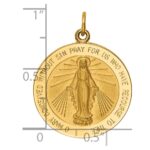 14k Polished and Satin Solid Miraculous Medal Round Pendant - Image 3