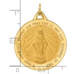 14k Polished and Satin Solid Large Miraculous Medal Round Pendant - Image 3