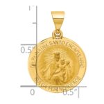 14K Polished and Satin Hollow Spanish Oh Reina Del Santo Escapulario Medal Reversible Round Pendant - Image 3