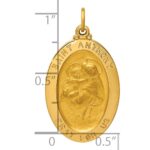 14k Polished and Satin Solid St. Anthony Medal Oval Pendant - Image 3