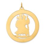 14k Polished and Satin Solid Extra Large Cut-out St. Christopher Medal Round Pendant - Image 4