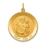14k Polished and Satin Solid Large Round St. Joseph Medal Pendant