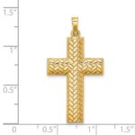 14k Hollow Polished Basketweave Design Latin Cross Pendant - Image 4