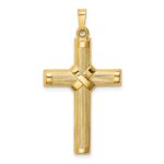 14k Hollow Polished Center -X- Cross Pendant