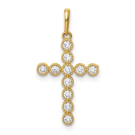 14K CZ Cross Pendant