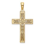 14K and White Rhodium Diamond-cut Cross Pendant - Image 3