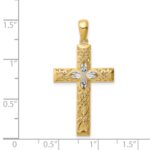 14K and White Rhodium Diamond-cut Cross Pendant - Image 4