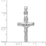 14k White Gold Hollow Crucifix Pendant - Image 4