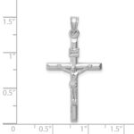 14k White Gold Hollow Crucifix Pendant - Image 4