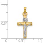 14k Two-tone Hollow Crucifix Pendant - Image 4