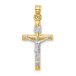 14k Two-tone Hollow Crucifix Pendant