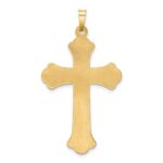 14k Two-tone Hollow Polished Woven Fleur de Lis Crucifix Pendant - Image 3