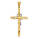 14K Two-tone Polished INRI Crucifix Cross Pendant - Image 4