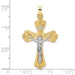 14k Two-tone Polished Solid INRI Crucifix Cross Pendant - Image 3